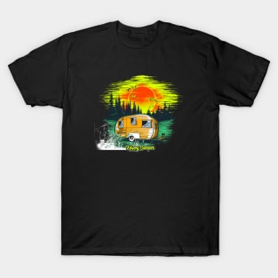 Happy Camper Rough Grunge Camping Trip T-Shirt